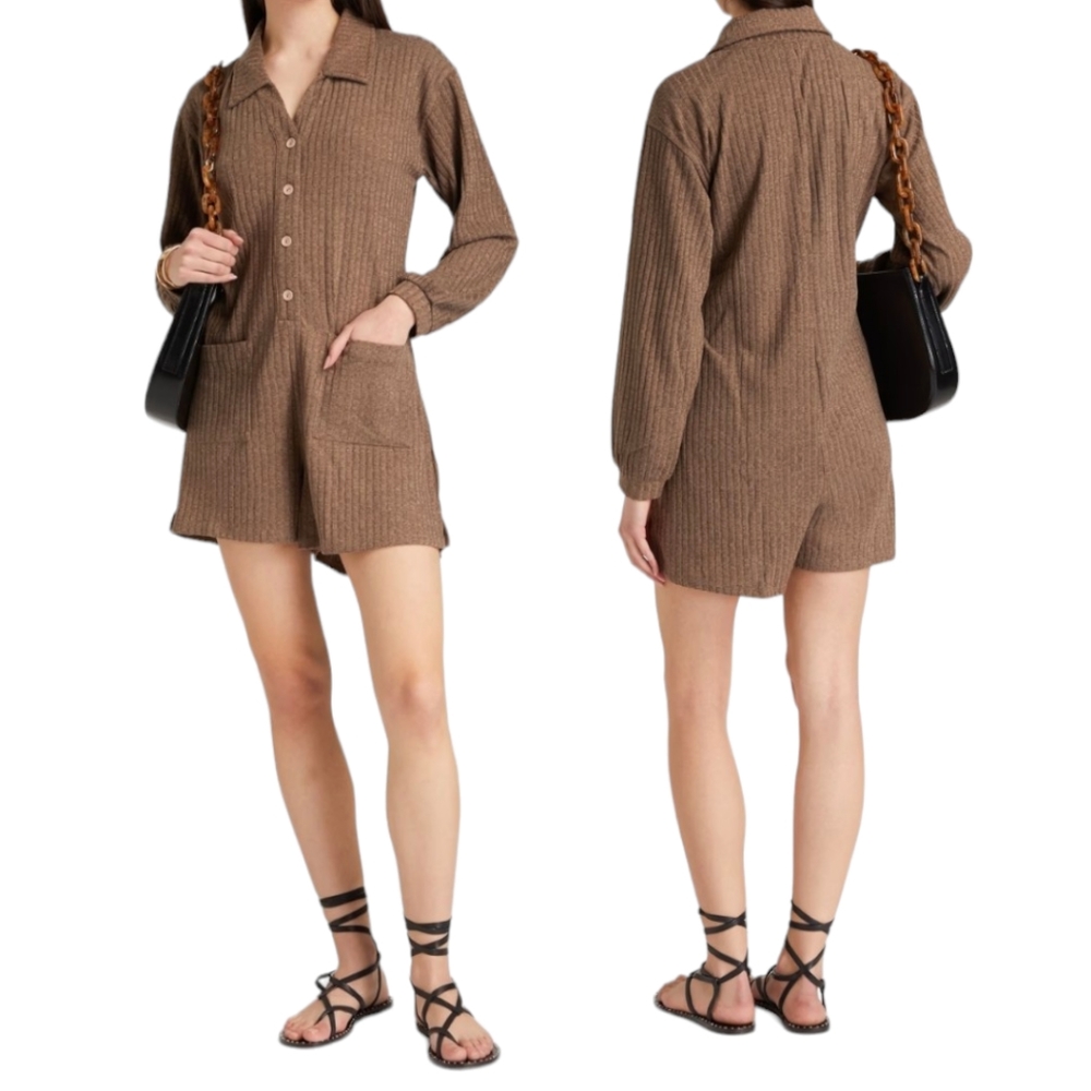 Onia Ribbed Knit Playsuit Jumpsuit M